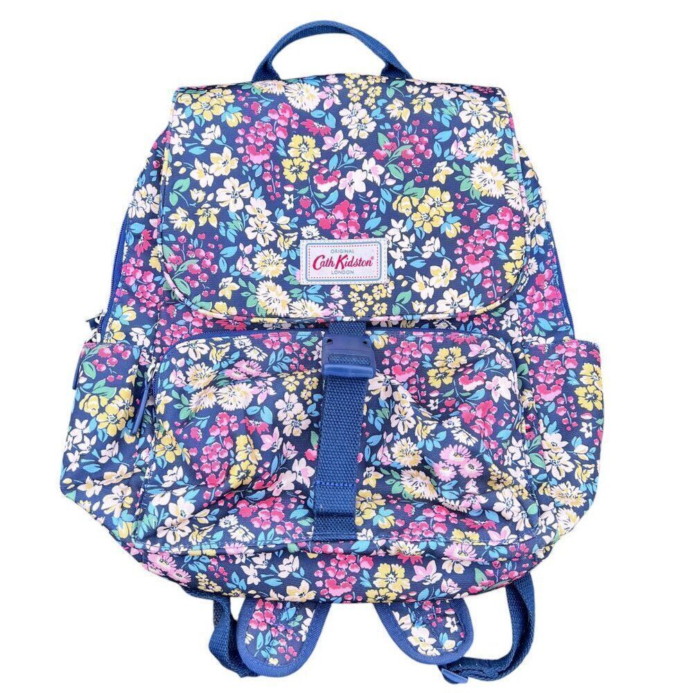Cath Kidston Navy Blue Floral Buckle Travel School Backpack